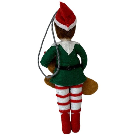 Vtg Handmade ELF Gingerbread Felt Christmas Ornament – Kyrgyzstan 6" - Picture 6 of 8
